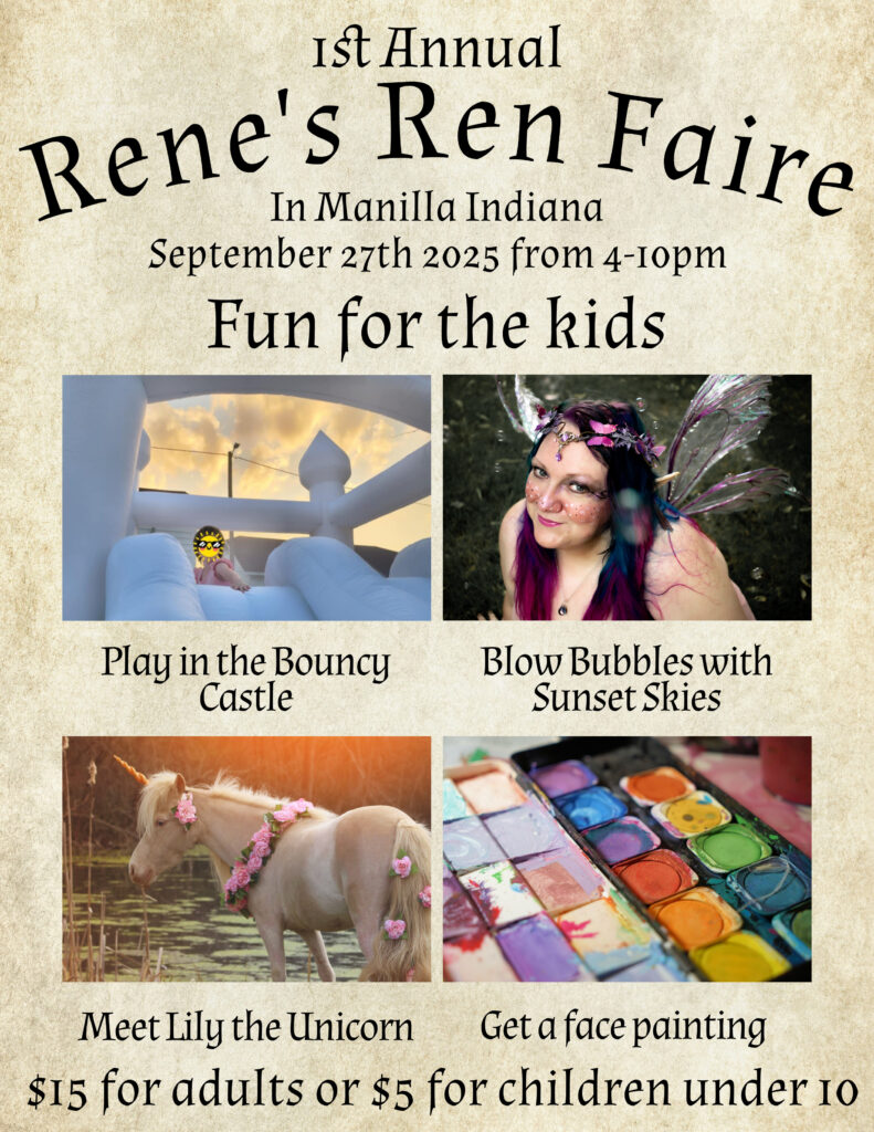 Rene's Ren Faire Flyer for September 27th 2025 in Manilla indiana